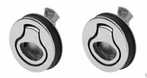 Pull Catch x 2, Lift Ring Catch, Polished Marine Grade Stainless Steel, 62mm Dia - Picture 1 of 3