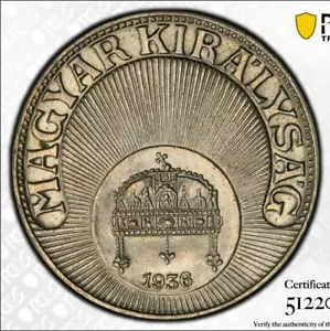 Hungary, Miklos Horthy, 20 Filler 1936, PCGS MS63, UNC, Top Pop! - Picture 1 of 4