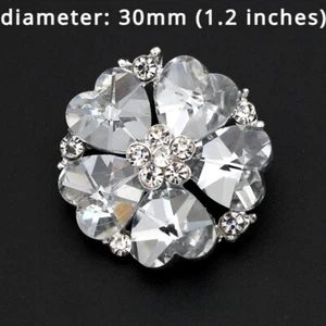 1X DIY Crystal Big Button Glitter Flower Shape Sew on Overcoat Costume Sew Decor - Picture 1 of 16