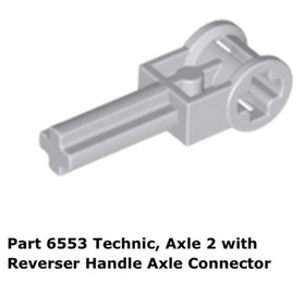 Lego 1x 6553 Light Bluish Gray Technic, Axle 2 with Reverser Handle 9526