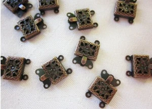 10 Box Clasps Brass 2-Strand 15mm x 10mm Antique Copper Plated #0722 Aus Seller - Picture 1 of 1