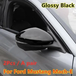 2Pcs Glossy Black Side Rearview Mirror Trim cover For Ford Mustang Mach-E 21-23 - Imagen 1 de 1