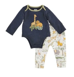 Mud Pie Baby Boys Safari Applique Outfit Bodysuit Pants Set Size 3-6 Months - Picture 1 of 2