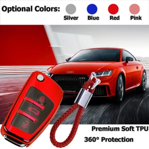 Flip Key Fob Cover Case for Audi 2007 A3 A4 Cabriolet A6 Allroad Q7 R8 RS4 S6 TT - Picture 1 of 16