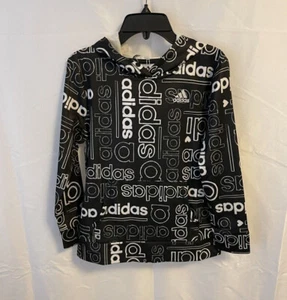 Adidas Girls Hoodie Pullover Lightweight Black Size Large 14 New - Picture 1 of 2