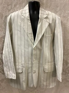 GIACCA INTERNAZIONALE UOMO PELLE BIANCA L blazer nero righe cucite India - Foto 1 di 10
