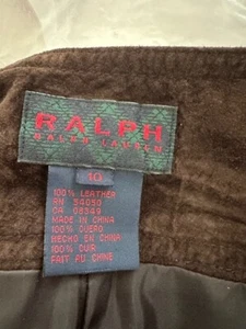VINTAGE CHIC RALPH LAUREN SUEDE CHOCOLATE BROWN PANTS WITH CORSET LACING 10 - Picture 1 of 6