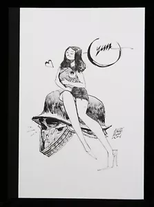 ASHLEY WOOD AWD XL Black book Dessin Original sur livre signée + certificat - Imagen 1 de 11