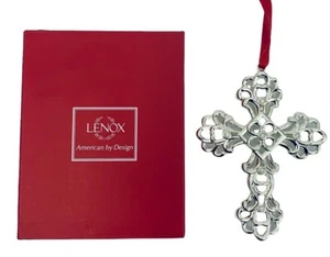 Lenox Silverplate CROCE Decorazione Natalizia Scintillio Pergamena Cristalli ECCELLENTE! - Foto 1 di 10