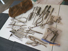 LARGE LOT OF ANTIQUE MEDICAL TOOLS & DEVICES WITH BAG