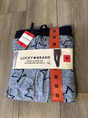 Lucky Brand Women's Straight Leg Lounge Pant 2-Pack Medium Stars & Navy - Image 1 of 2