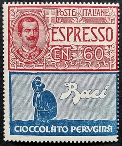 Italia Regno 1925 MNH Pubblicitari 60c rosso e azzurro Perugina Sass. 21 - Picture 1 of 2