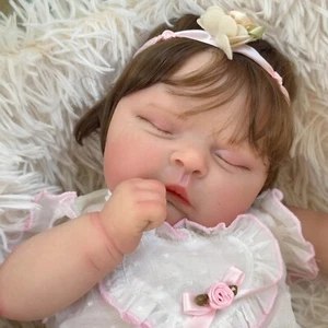 Reborn Sleeping Doll Newborn Baby Girl Toy Handmade Lifelike Skin Closed Eyes UK - Picture 1 of 8
