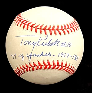 YANKEES LEGEND TONY KUBEK #10 HAND SIGNED N.Y. YANKEES 1957-1965 BASEBALL. JSA. - Picture 1 of 3