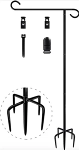 49 Inch Tall Garden Yard Flag Holder Stand with 5 Forked Base Fit Matte Black  - Picture 1 of 4