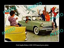 OLD 8x6 HISTORIC PHOTO OF 1959 FORD ANGLIA DELUXE 105E LAUNCH PRESS PHOTO 2