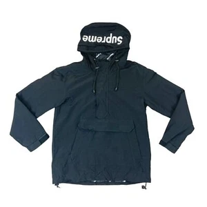 SUPREME RARE FW17 BLACK 1/2 ZIP HOODED LOGO PULLOVER WINDBREAKER JACKE SIZE S - Bild 1 von 7