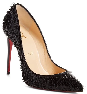 $745 Christian Louboutin Pigalle Follies Crow Patent Red Sole Pump Black 37 6.5 - Image 1 of 4