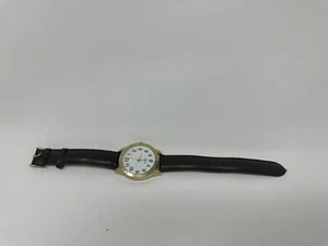 Minimalistische Unisex Herren Damen Quarz Armbanduhr leicht ablesbar weiß braun - Bild 1 von 10