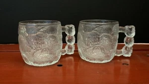 2 McDonalds Flinstones Mug Frosted Glass Cup Vintage 1993 Rocky Road - Picture 1 of 8