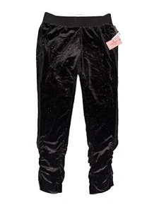 NWT Women’s Juicy Couture Black Velour Sparkle Ruched Jogger Pants - SIZE M - Picture 1 of 5