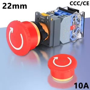 22mm Emergency Stop Push Button Switches Latching LED Illuminated Red Green IP40 - Picture 1 of 8