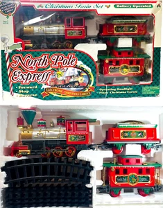 North Pole Express Christmas Train Set 22 Pieces In Original Box Tested & Works - Picture 1 of 12