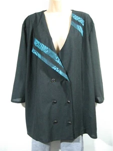 Vintage Ladies Jacket UK Size 22 Black Double Breasted 80's Good Condition - Picture 1 of 7