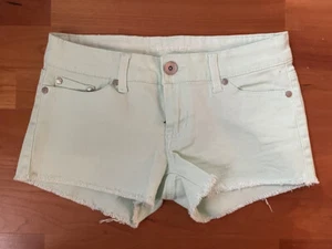 NWOT Refuge Charlotte Russe Mint Green Denim Raw Edge Hem Low Rise Shorts Size 0 - Picture 1 of 6