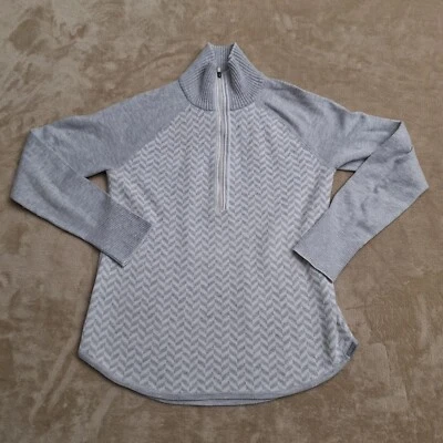 Suéter Eddie Bauer Para Mujer XS Gris Azteca Espiga 1/4 Cremallera Cuello Simulado Grueso Foto 1 de 4