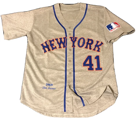 Tom Seaver # 41 1969 New York Mets MLB Jersey Size 40 Medium Throwback Grey Cover