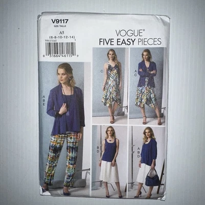 Vogue 9117 Five Easy Pieces pattern V9117 Cardigan Top Dress Skirt Pants Sz 6-14 - Image 1 of 4