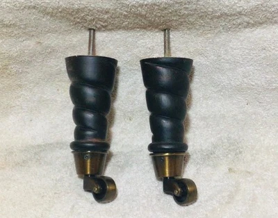 1331B Mueble Pies Silla Otomana Gabinete Sofá Negro Latón Ruedas 7" t 2 Patas Foto 1 de 3