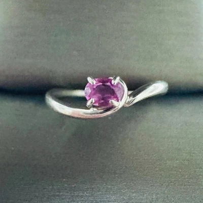 Anillo solitario de platino PT900 sólido ovalado de turmalina natural tamaño 5,25 Foto 1 de 4