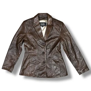Vtg Wilsons Pelle Studio Leather Blazer Brown Women’s Jacket Butter Soft Sz S - Picture 1 of 4