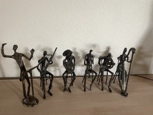 Juego de 6 esculturas de orquesta de bronce fundido de Alfonso Burn brutalista de mediados de siglo - Imagen 1 de 14