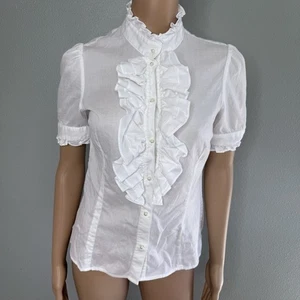 Mise en Scene by Ruffian Ruffle Blouse Top Button Down White Sz S - Picture 1 of 6