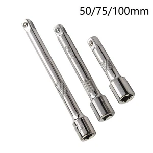 1/4 Inch Chromed Steel Extension Bar Ratchet Socket Wrench Adapter 50/75/100MM - Picture 1 of 31