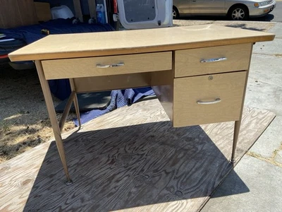 Raymond Loewy Brunswick Styke 书桌 中世纪现代设计 MCM 复古古董 — 第 1/4 张图片