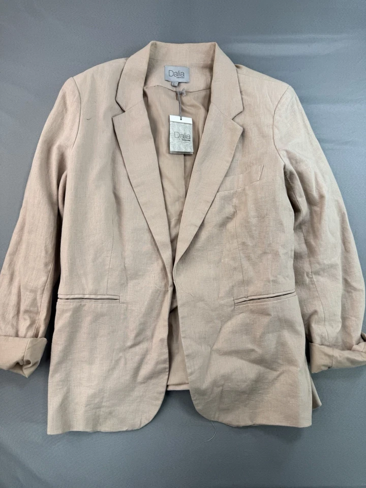 Blazer Dalia Frente Abierto Para Mujer Talla Grande Tostado Mezcla de Lino Traje Chaqueta NUEVO CON ETIQUETA Foto 1 de 4