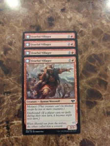 (4) Fearful Villager *PLAYSET* Innistrad: Crimson Vow Regular NM MTG - Picture 1 of 2