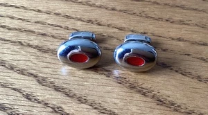 Pair Of Men’s White Metal And Red Stone Cufflinks In VGC - Picture 1 of 1
