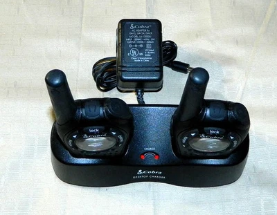 Cobra PR240 2 Way Radio Walkie Talkies w/ Cobra Desktop Charger GA-CM Works - Image 1 of 4