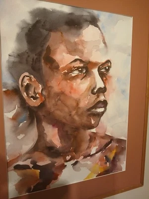 Trinidad Tobago artista Robert v Reid reside Nueva York, acuarela original Foto 1 de 4