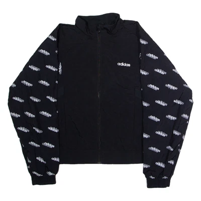 ADIDAS Womens Windbreaker Jacket Black Nylon Crazy Pattern M - Image 1 of 4