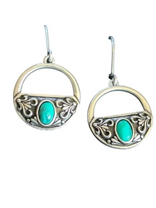 Montana Silversmiths Treasured Embrace Dangle Earrings Turquoise Silver Western - Imagen 1 de 6