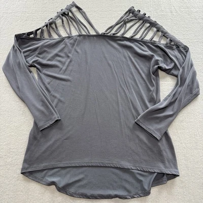 Красный от BKE женщин вырез плеча серый длинным рукавом Топ богемное повседневный размер M - Изображение 1 из 4