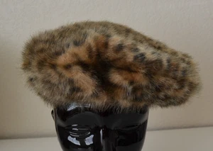 Donna Salyers fabelhafte Pelze hellbraun Tiermotiv Faux Leopard Baskenmütze Einheitsgröße - Bild 1 von 6
