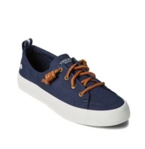 Cordones de cuero Sperry Crest Vibe Top de lona araña azul marino 9,5 M para mujer usados en excelente estado náuticos - Imagen 1 de 8