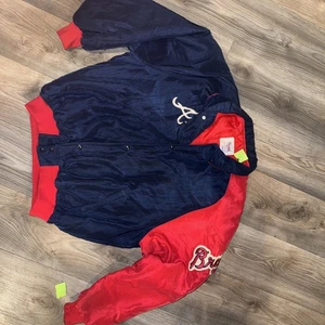 Vintage 90s Atlanta Braves Starter Jacket XL Diamond Collection MLB Satin Navy Red - Bild 1 von 12